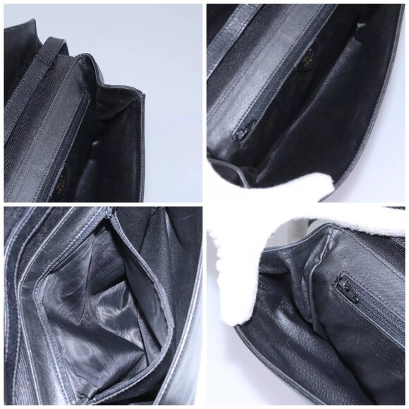 CELINE Shoulder Bag Leather Black Gold Auth BD268 - Picture 15 of 16